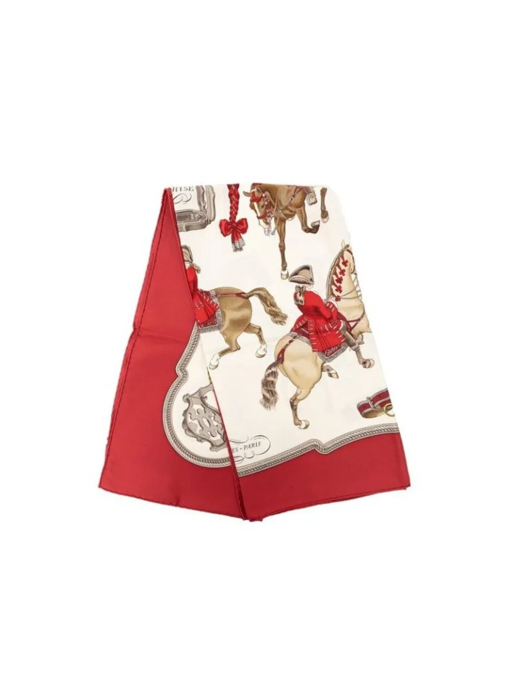 Hermes Carre 90 Reprise Horse Riding Scene Scarf Red Multicolor Silk